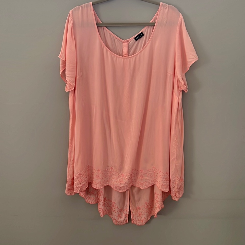 Peach embroidered tunic
